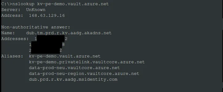 DNS resolution success when accessing key vault behind private endpoint with enabled fallback to Internet