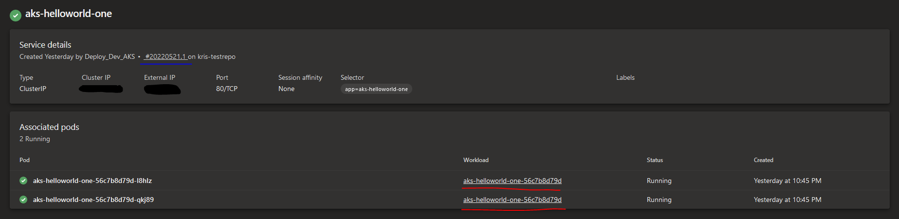 Screenshot of Azure DevOps Services section